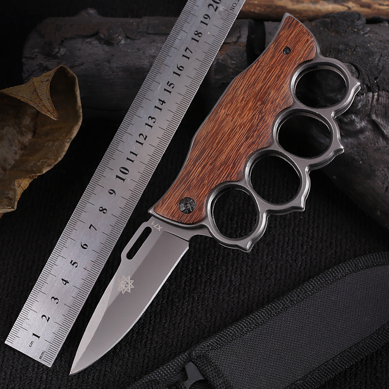 Cuchillo Plegable de Mango de Madera Premium para Aventuras al Aire Libre