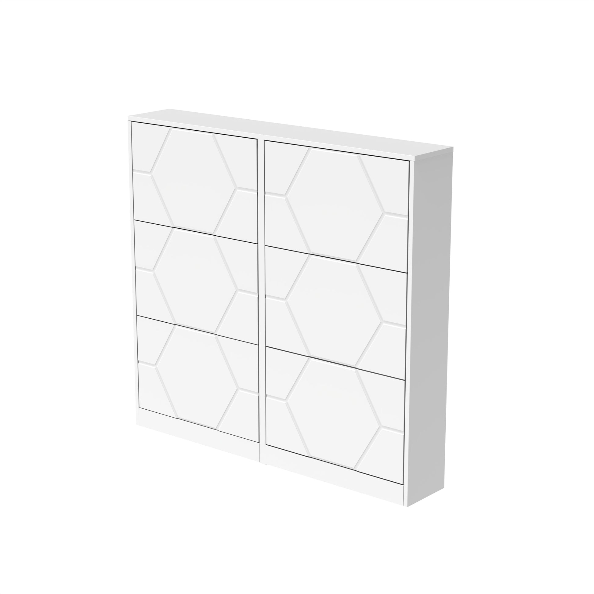 Shoe Storage Cabinet for Entryway, 6 Tiers Shoe Organizer with Carved Panels Vertical Shoe Cabinet for Front Door Entrance - Korvel