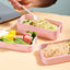 Wheat straw lunch box office portable three-layer lunch box square sealed bento box divided student lunch box - Korvel