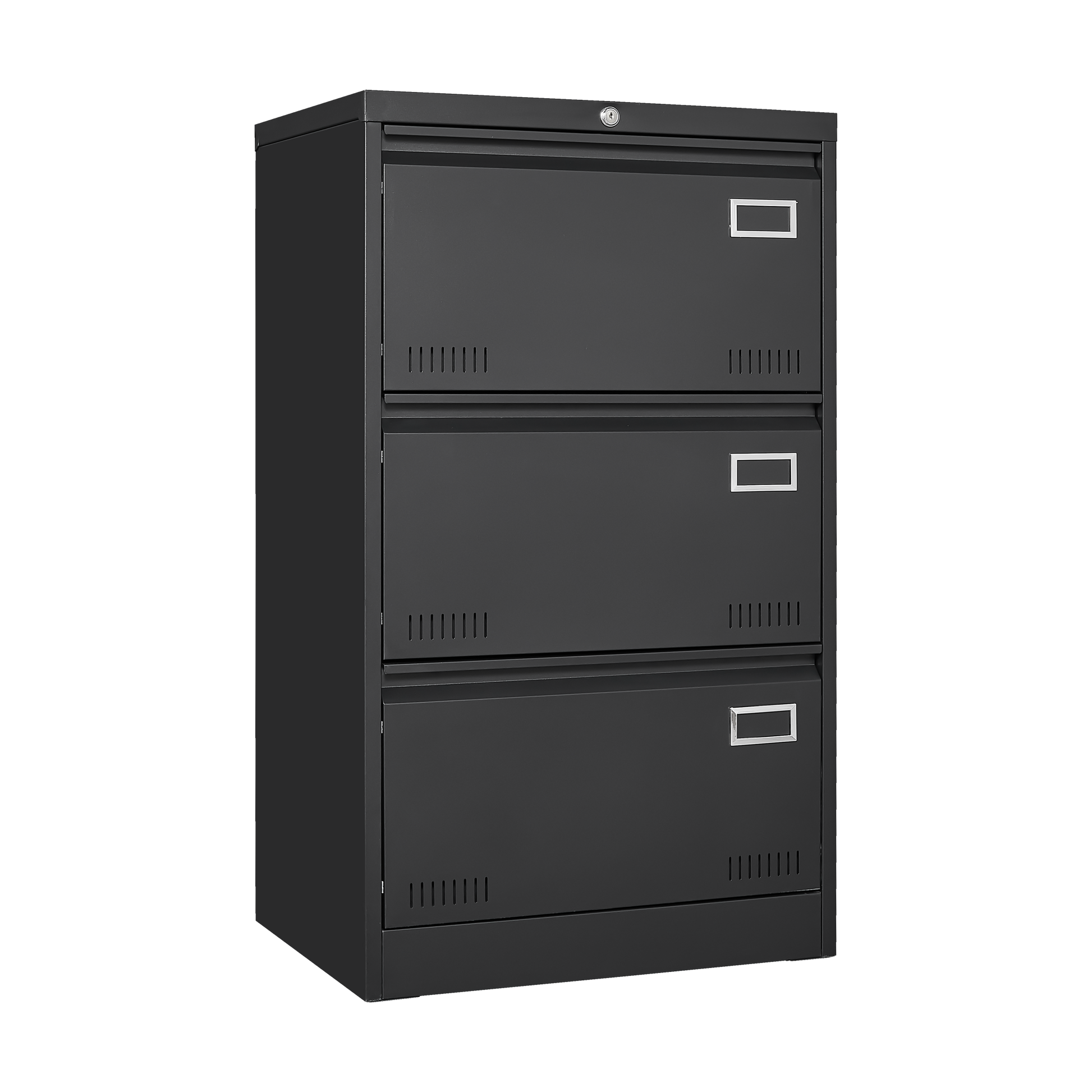 Filing Cabinet Lateral File Cabinet 3 Drawer Blcak Locking Metal File Cabinets Three Drawer - Korvel