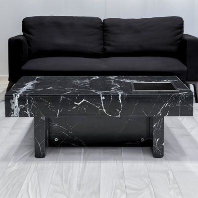 A modern and practical coffee table made of MDF material with black patterns - Korvel