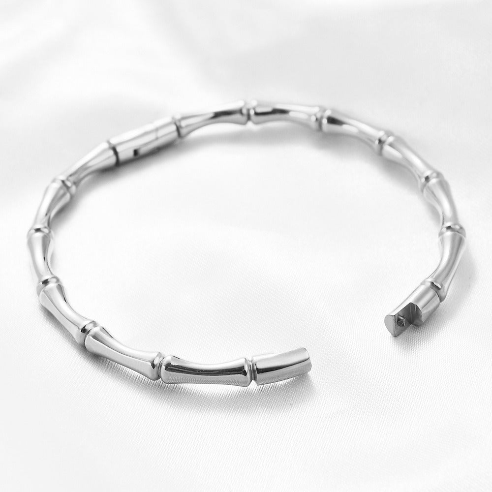 Bracelet Simple Round Bamboo Knot 5MM Stainless Steel Magnetic Bracelet - Korvel