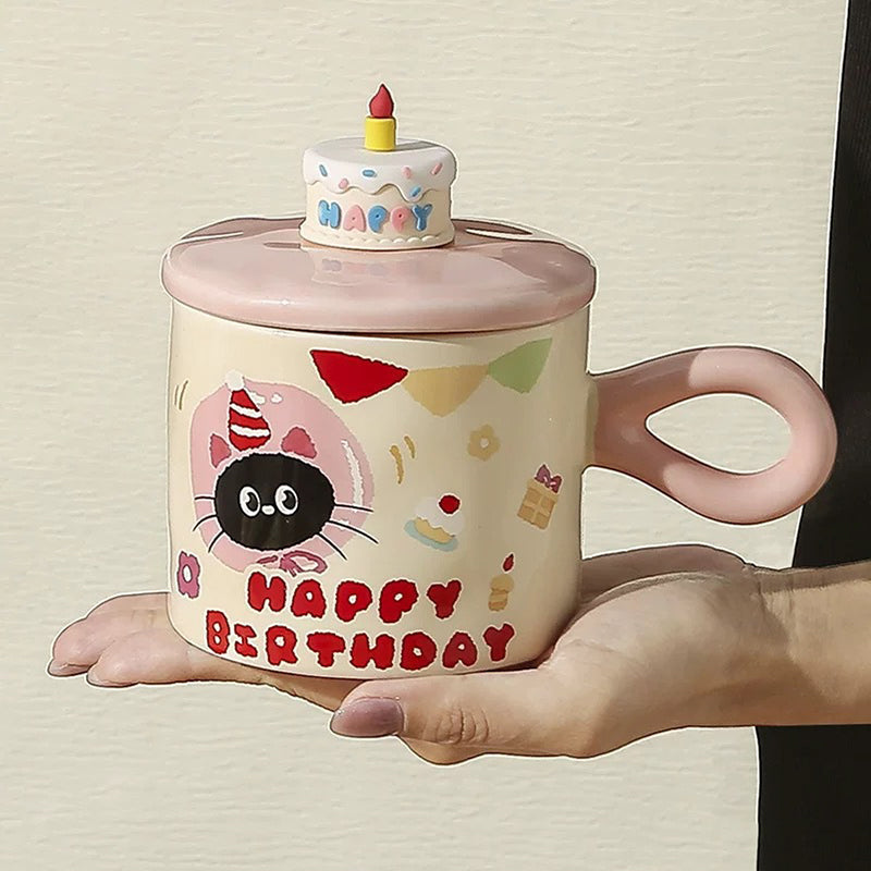 Charming Cartoon Cat Mug with Lid - Perfect Gift for Any Occasion