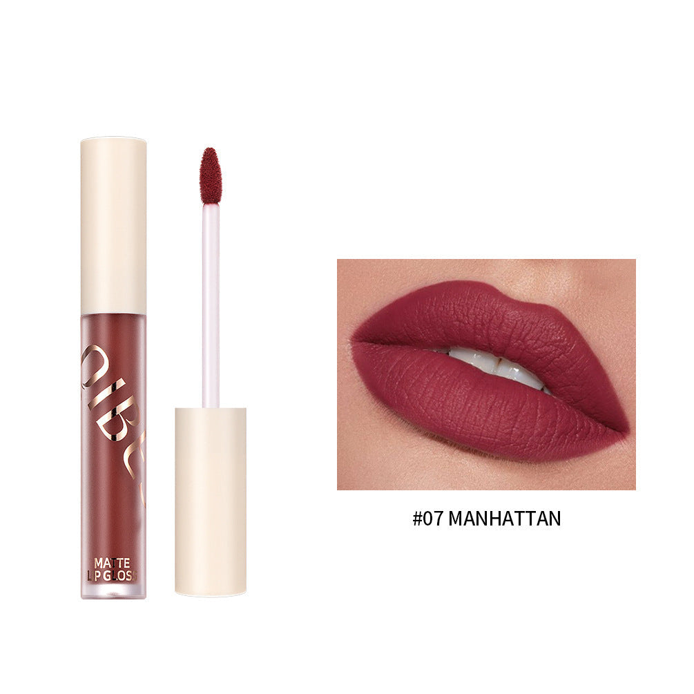 QIBEST Brillo de Labios Mate Sedoso y Suave - No Pegajoso y de Larga Duración