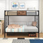 Bunk Bed Twin Over Twin Size Metal Bunk Bed with Ladder and Full-Length Guardrail Metal Bunk Bed Black - Korvel