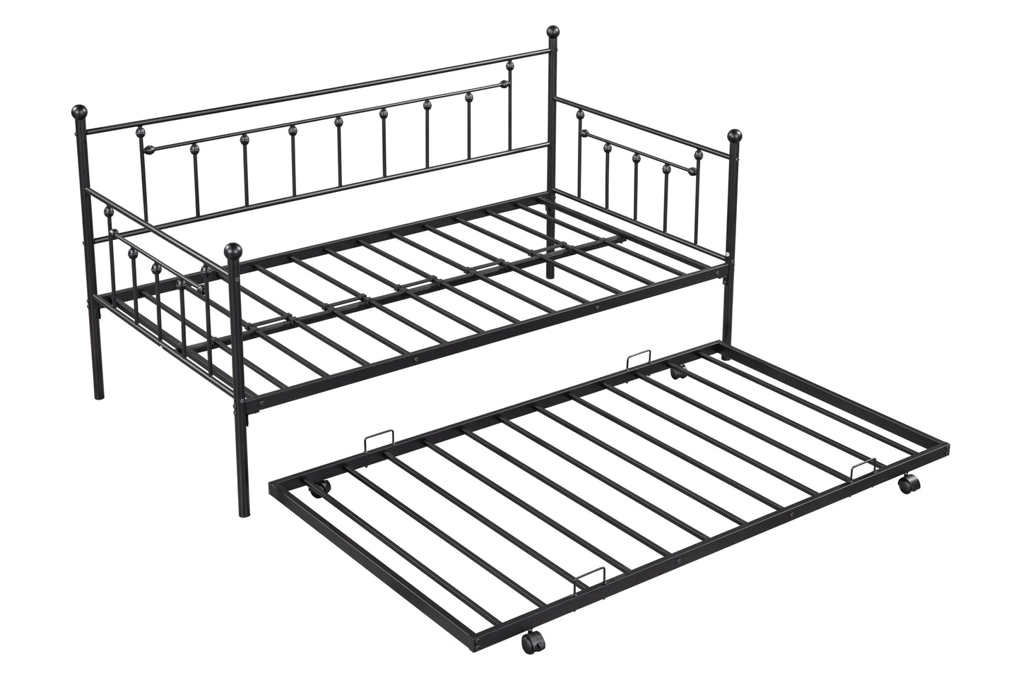 Retro Black Metal Double Bed with Flexible Ear Shaft