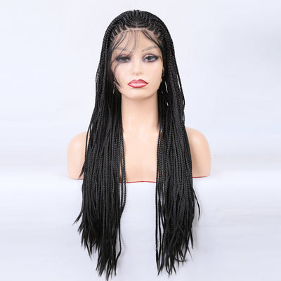 Braided Wigs Three Strand Lotus Dreadlocks Women's Chemical Fiber Front Lace Wig Headgear Lace Wigs - Korvel