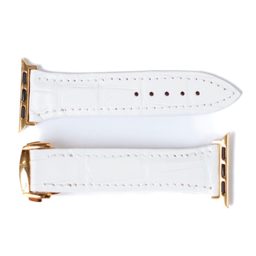 Correa de Apple Watch de Cocodrilo Blanco Mate