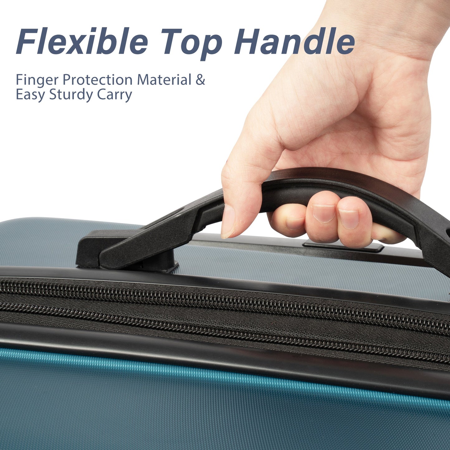 Hardshell Luggage Sets 3 Pcs Spinner Suitcase with TSA Lock Lightweight 20''24''28'' Navy + ABS - Korvel