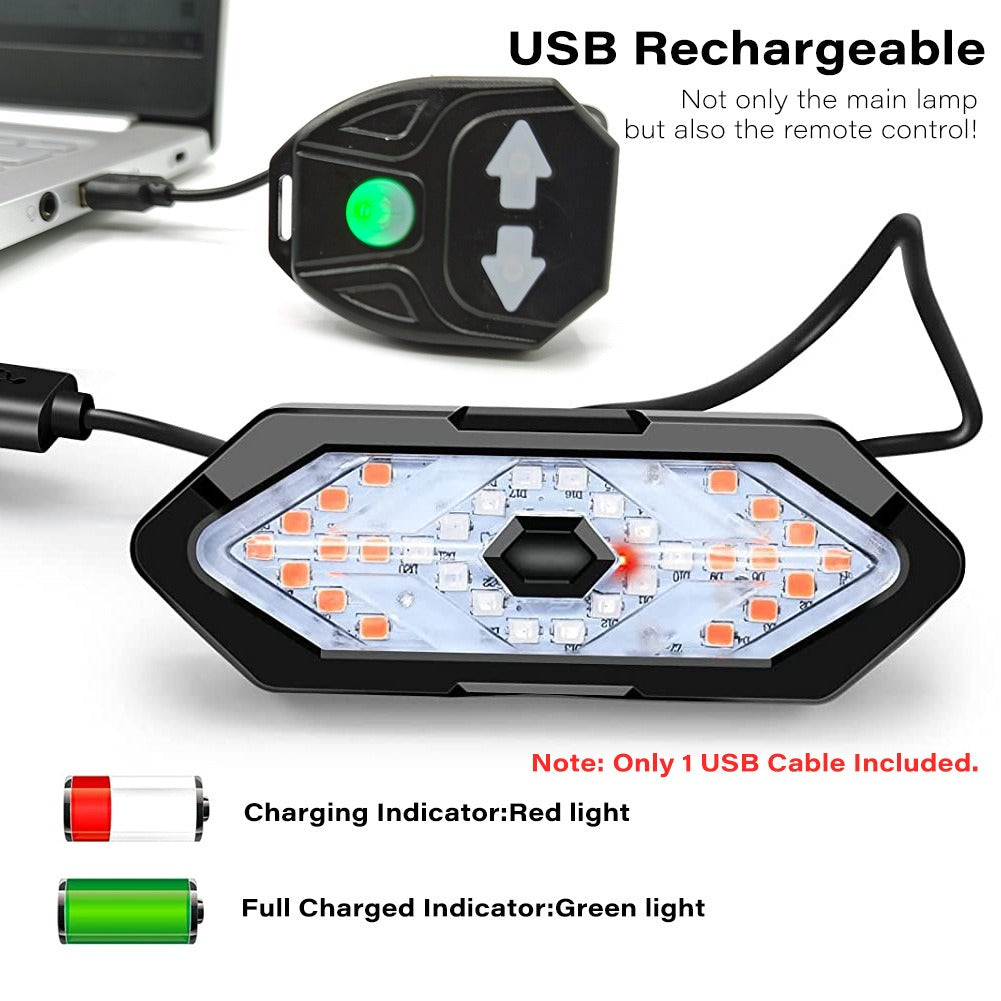 Bike Turn Signal Light Remote Control Bicycle Direction Indicator MTB LED Rear Rechargeable Steering Taillight with Horn - Korvel