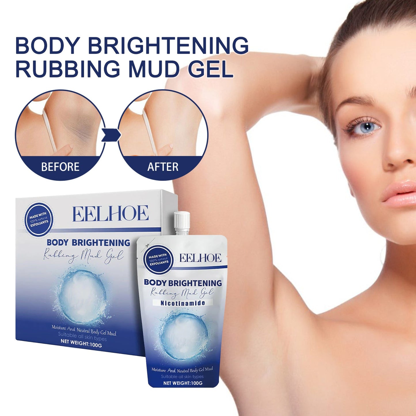 Body Whitening Scrub, Deep Body Cleansing Treatment Gently Exfoliates Dead Skin Whitening Skin - Korvel