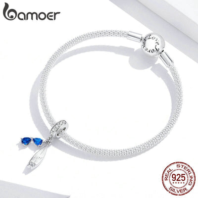 bamoer 2020 Summer Series Surfing with Sunglass Pendant Charm for Bracelet 925 Sterling Silver DIY Jewelry Accessories BSC263 - Korvel