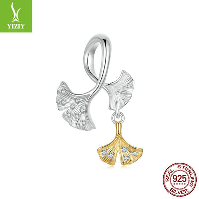 Silver Ginkgo Leaf Pendant - Premium DIY Charm