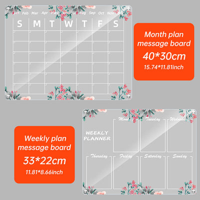 Acrylic message board magnetic refrigerator sticker household erasable calendar transparent note display board - Korvel