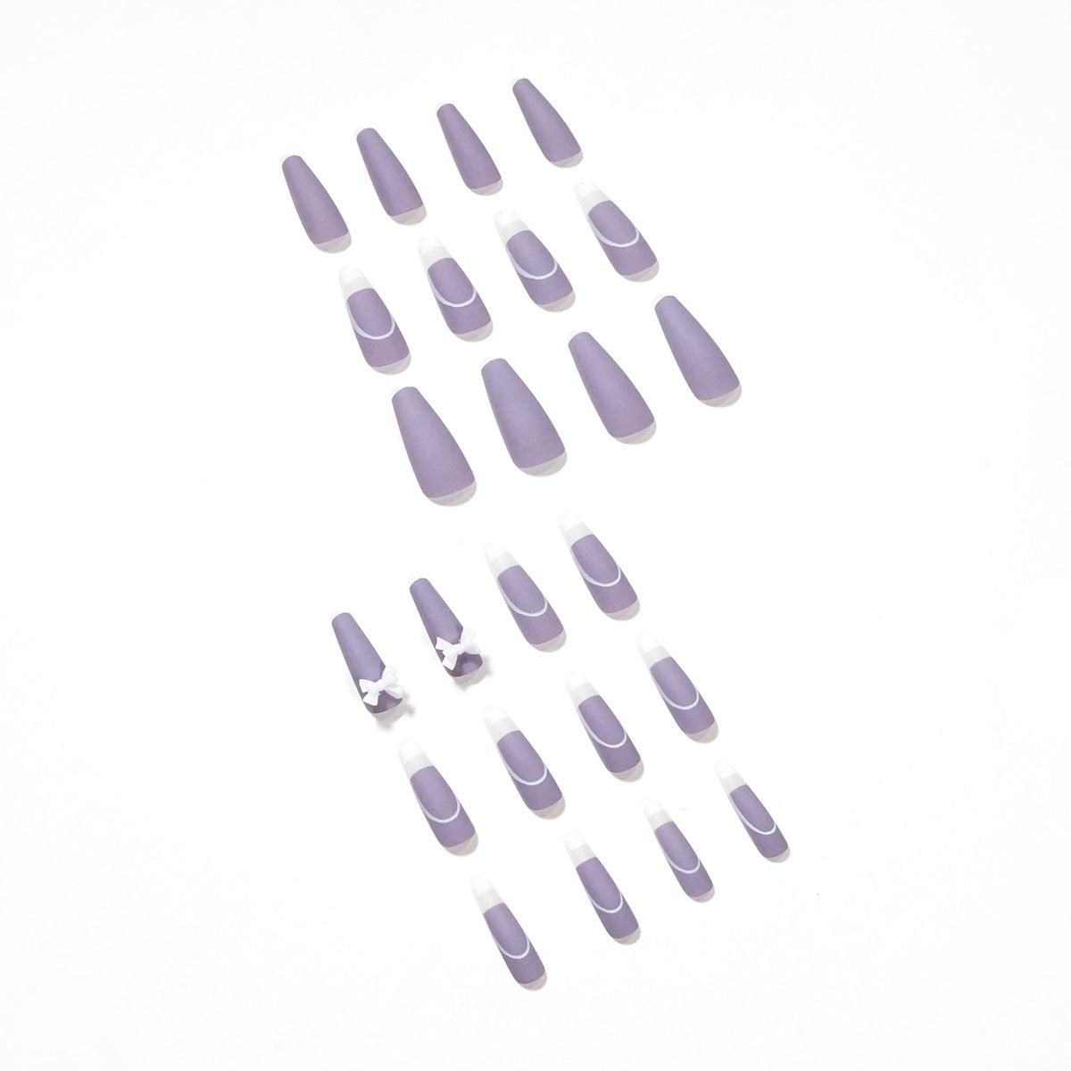Rattan Purple French Bow Wear Manicure Finished Fake Nail Manicure Patch Nail Patch Removable Nail - Korvel