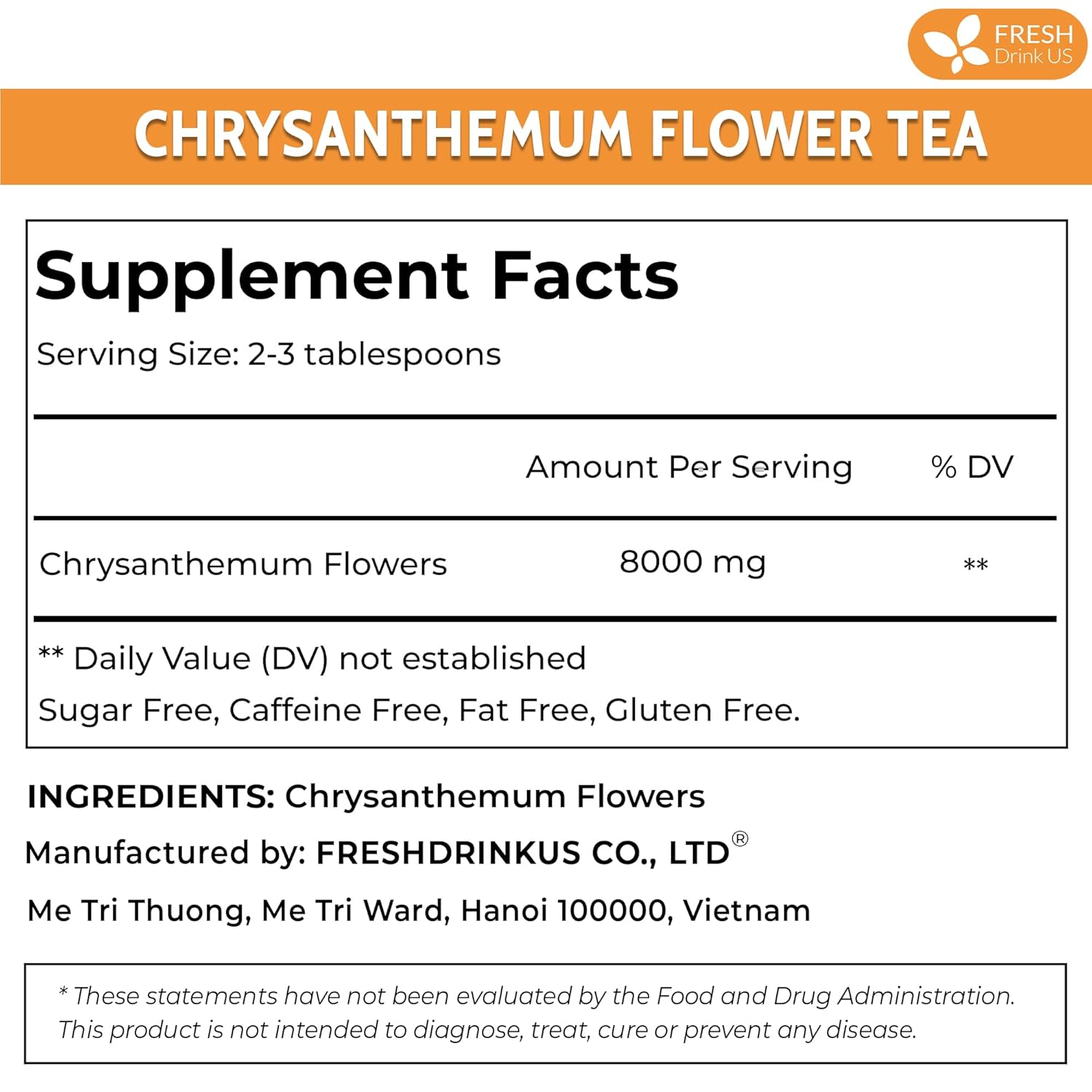 Premium Chrysanthemum Flowers, Chrysanthemum Herbal Tea, No Additives, No Caffeine, Vegan - Korvel