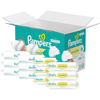 Pampers Sensitive Baby Wipes - 8 Flip-Top Packs, 1008 Wipes Total