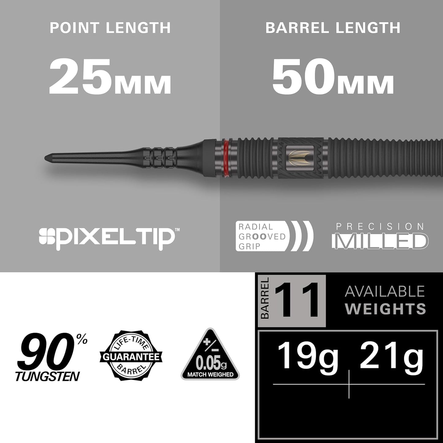 Precision 90% Tungsten Soft Tip Darts - 19g - Korvel