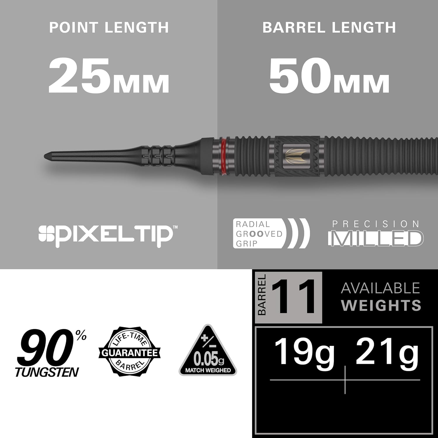 Precision 90% Tungsten Soft Tip Darts - 19g - Korvel