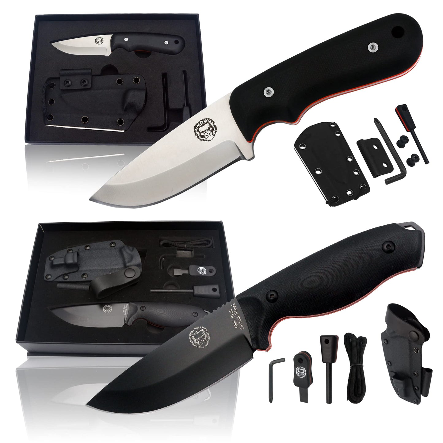 Premium Survival Knife Gift Set with Damascus Steel Neck Knife - Korvel
