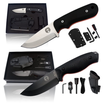 Premium Survival Knife Gift Set with Damascus Steel Neck Knife - Korvel