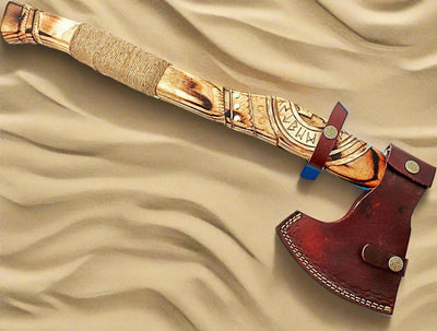 Odin's Edge: Custom Forged Norse Axe with 1095 Steel Blade & Handcrafted Ash Handle - Korvel