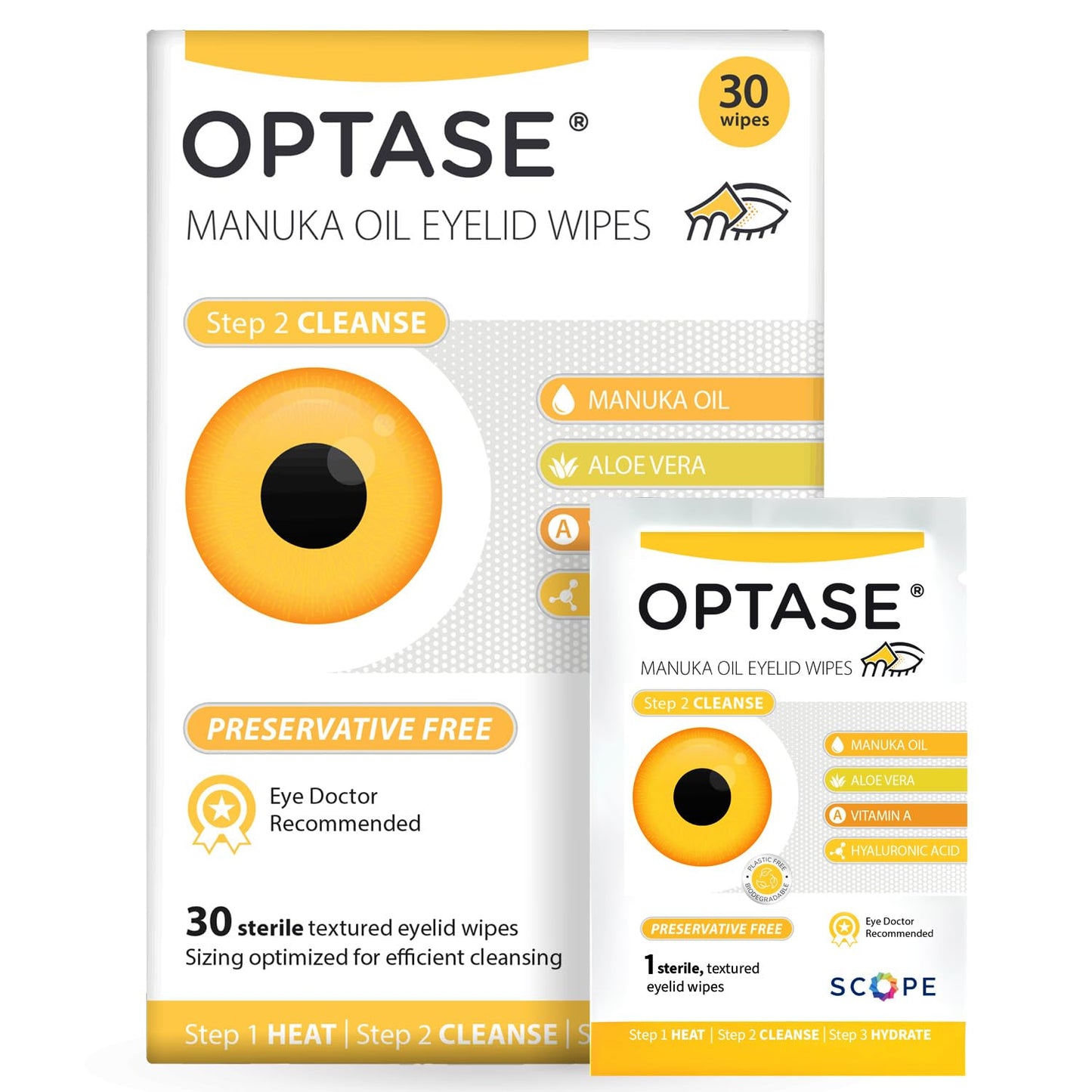 Lingettes pour paupières à l'huile de Manuka OPTASE - 30 unités