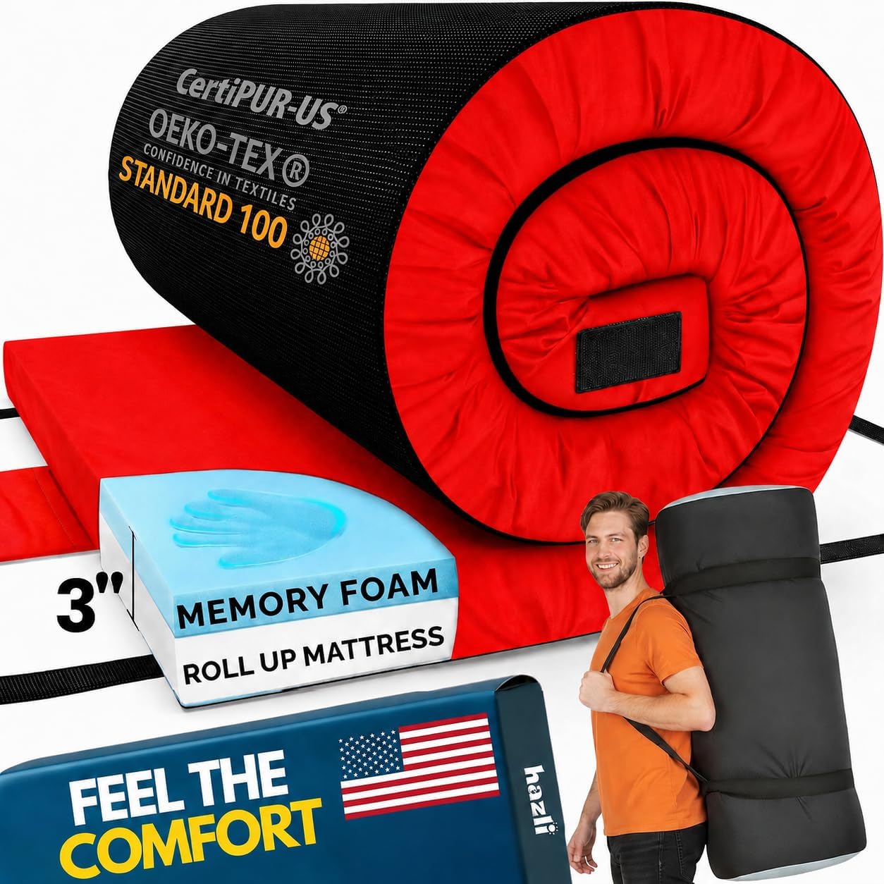 Hazli Ultra Comfort Air-Cell Memory Foam Camping Mattress