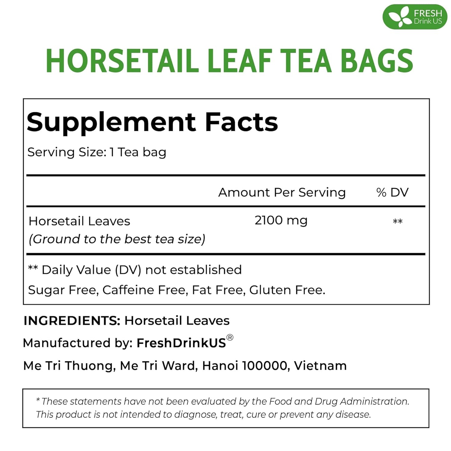 Premium Horsetail Leaf Tea Bags - 100% Natural & Pure