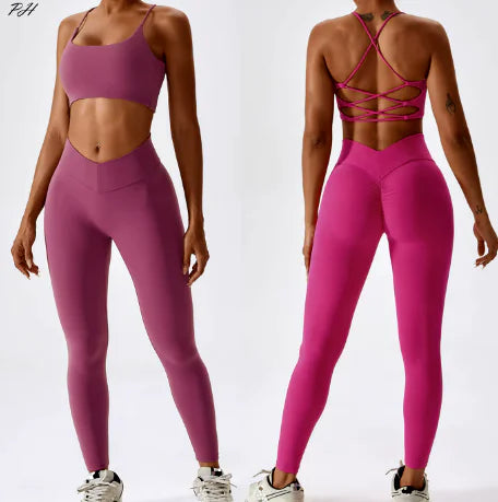 Traje de Yoga Deportivo con Diseño de Rayas en la Espalda