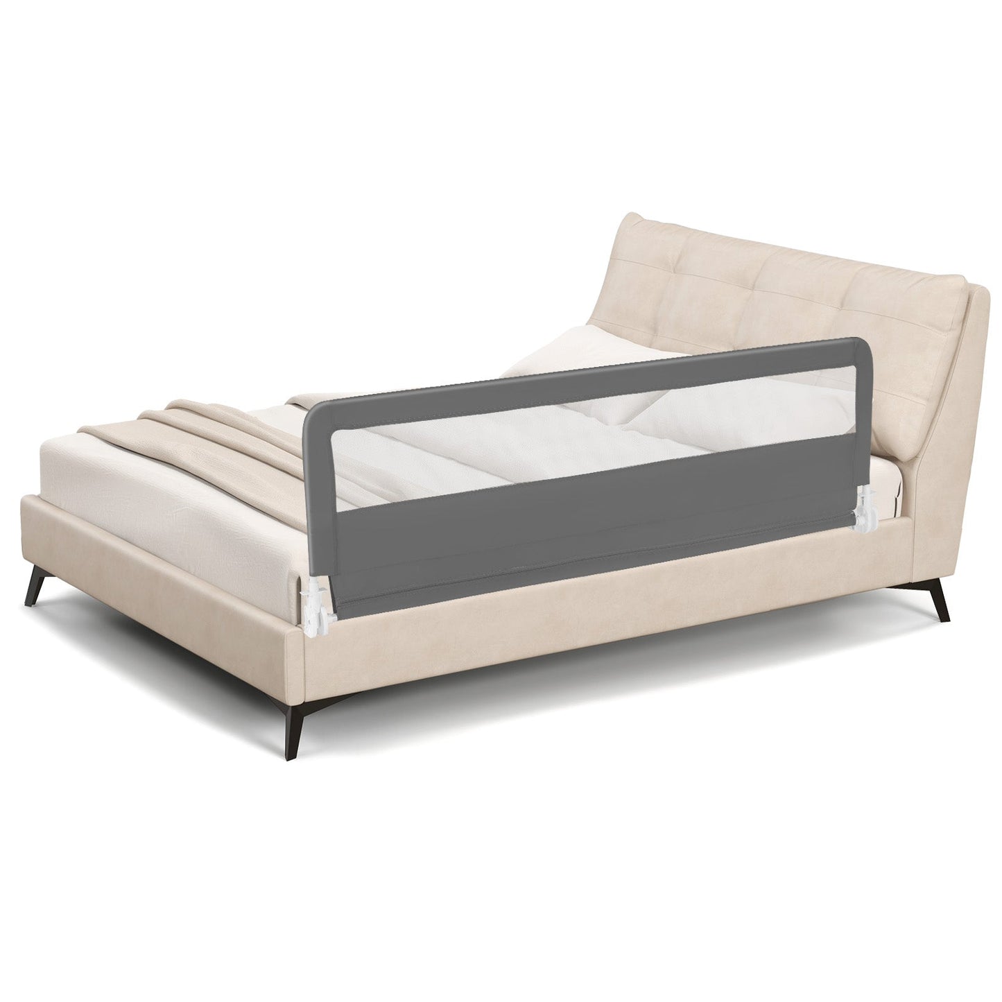 71 Inch Extra Long Swing Down Bed Guardrail - Gray