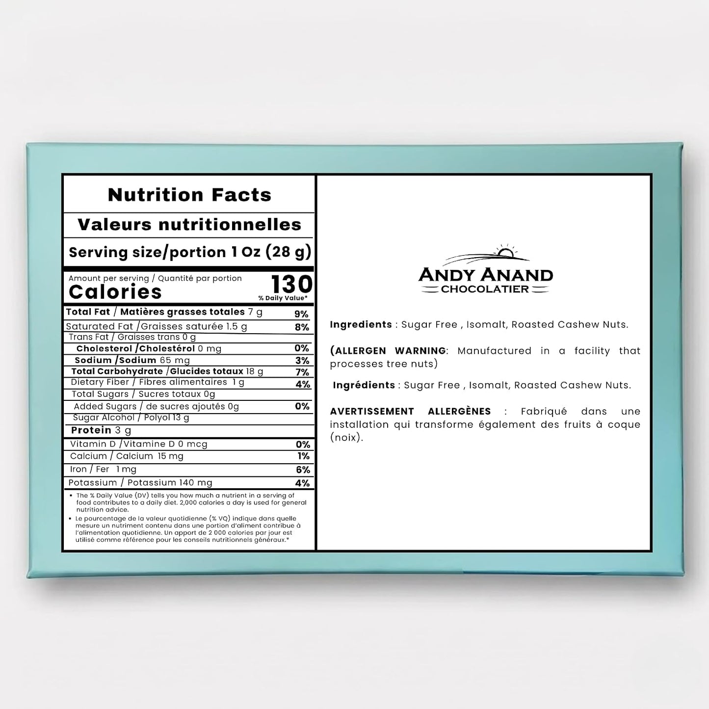 Andy Anand Cashew Brittle Sans Sucre - 7 Oz Délice Décadent