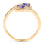 Anillo de 0.42 quilates de tanzanita genuina y diamantes blancos en oro amarillo de 14 quilates