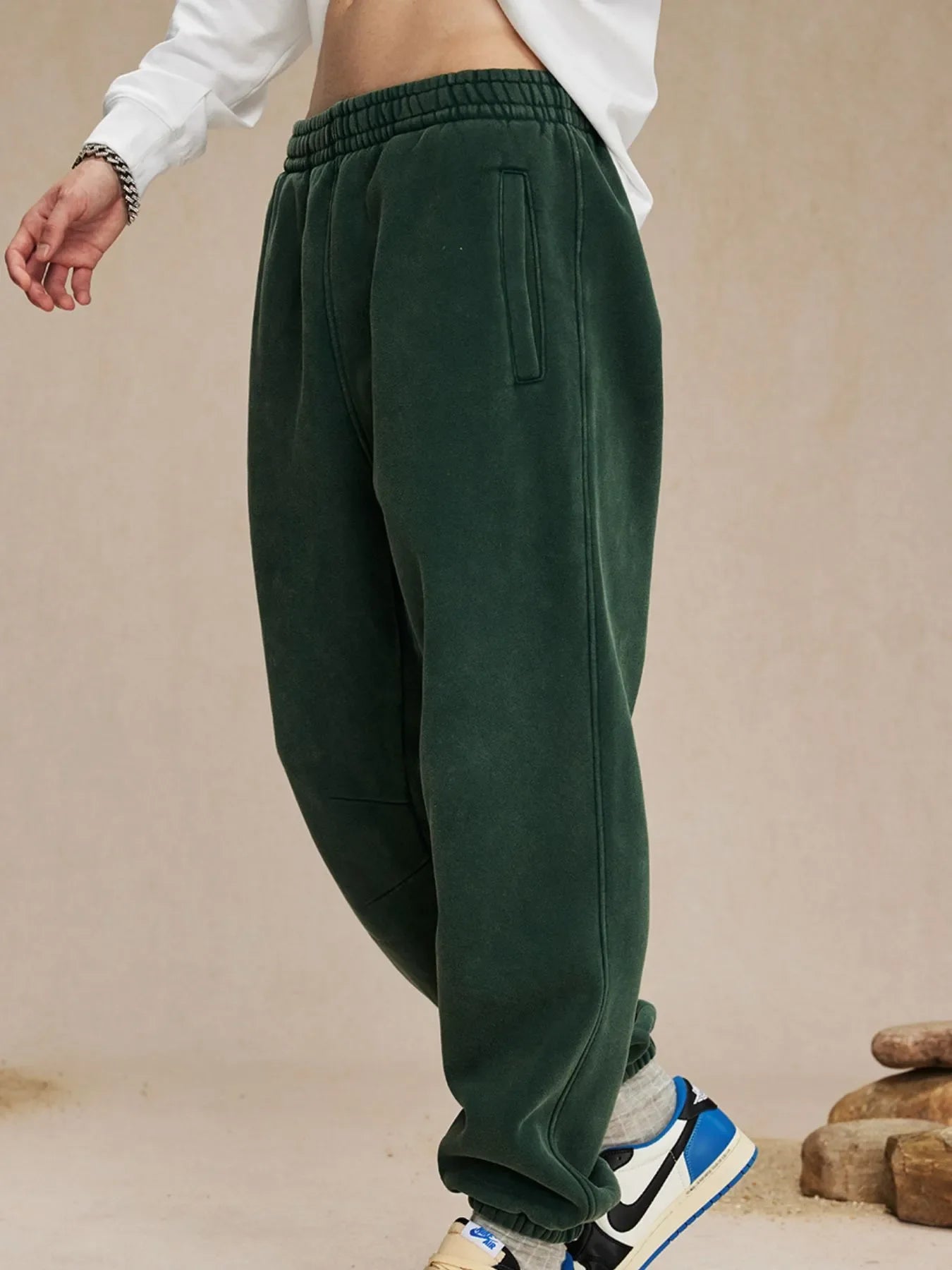 Pantalons de survêtement en coton élastique pour hommes