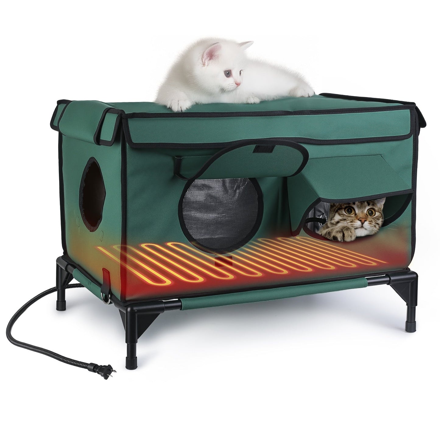 Casa para Gatos Calentada e Impermeable para Comodidad al Aire Libre
