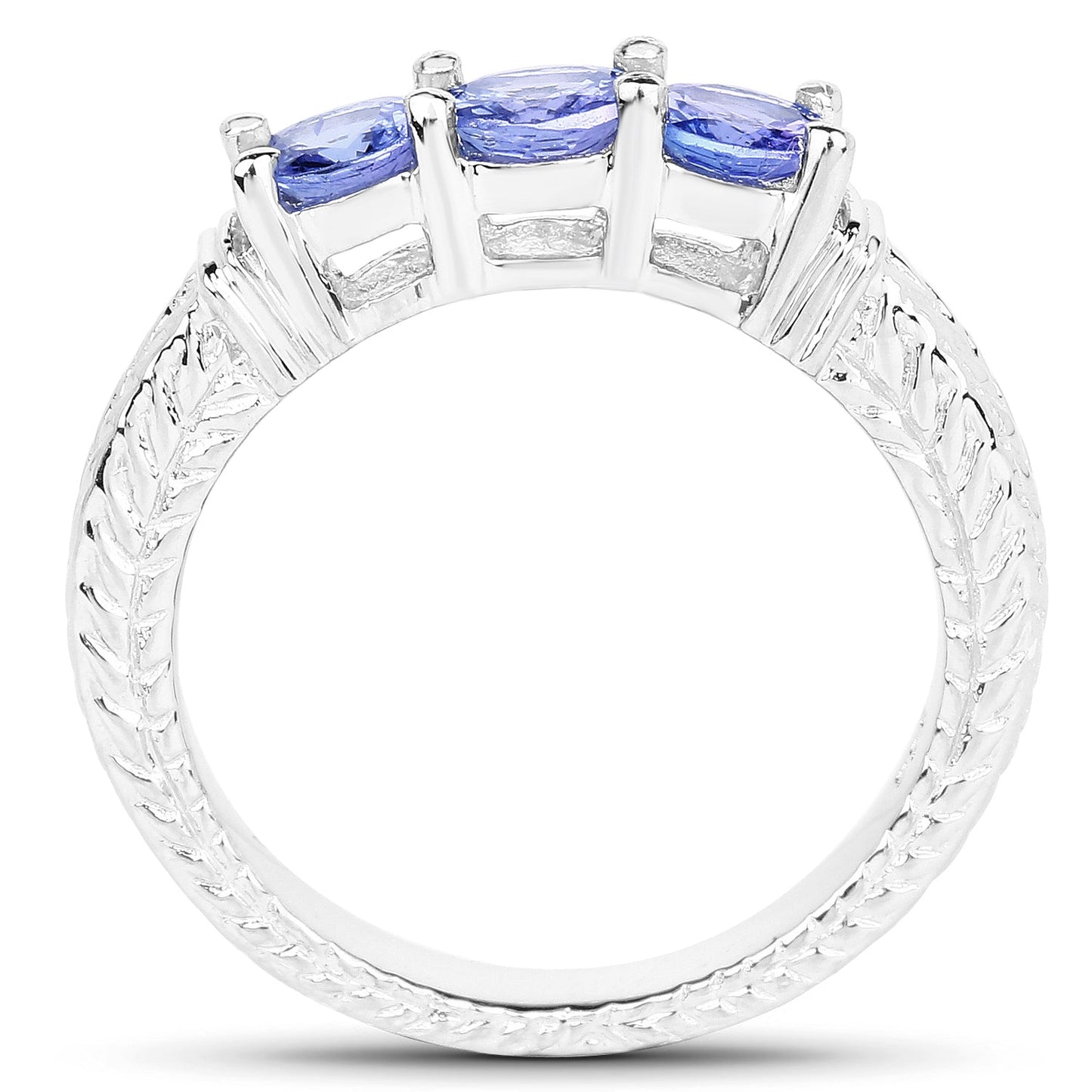 Bague en argent sterling .925 avec tanzanite véritable de 1,11 carat