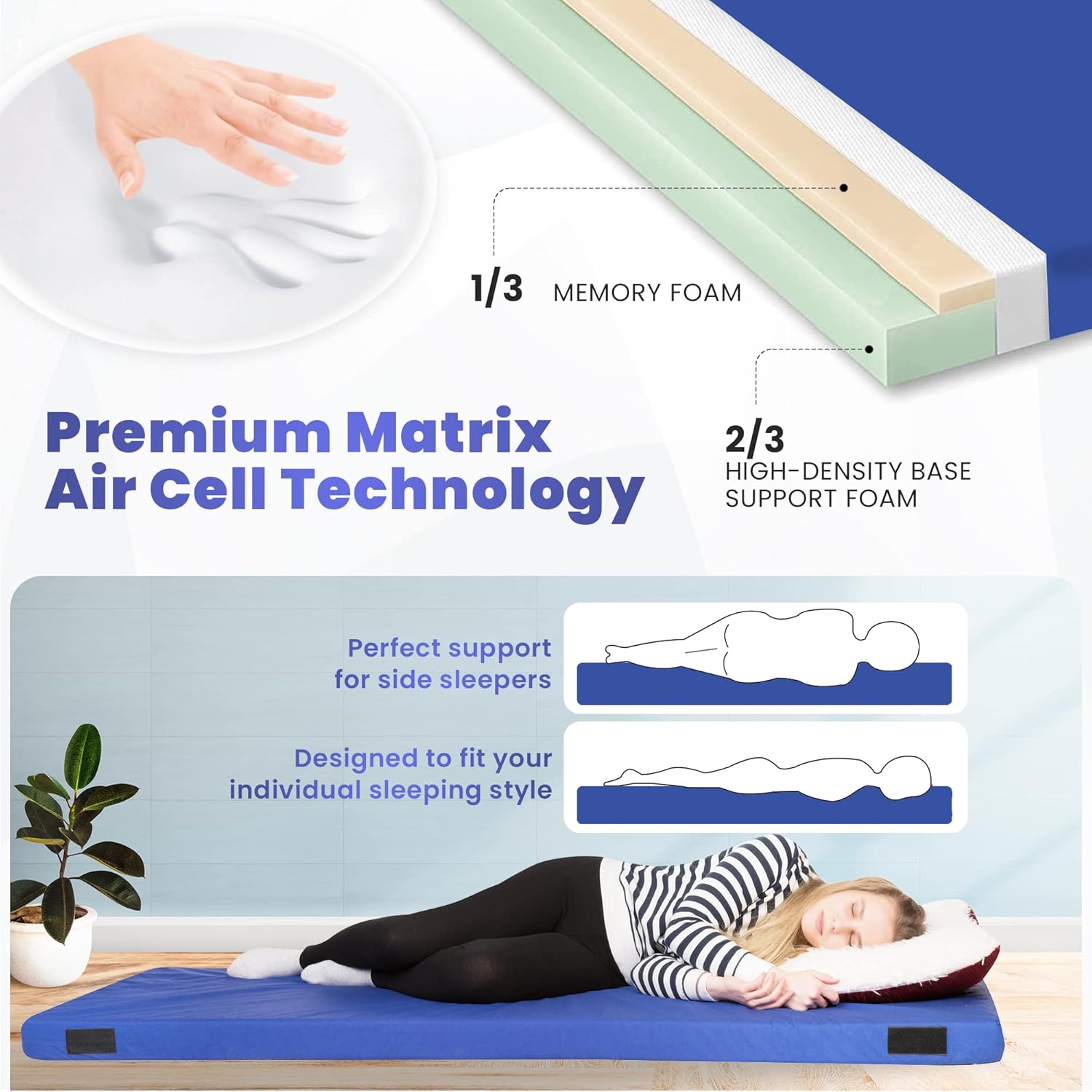 Hazli Ultra Comfort Air-Cell Memory Foam Camping Mattress - Korvel