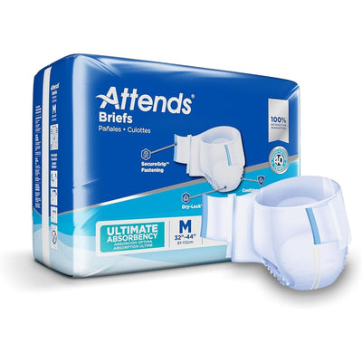 Attends Adult Disposable SmartCool® Briefs, Medium, 32"-44"