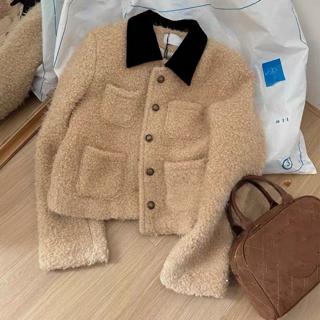 Women's Color-Block Lapel Jacket - Casual Outerwear