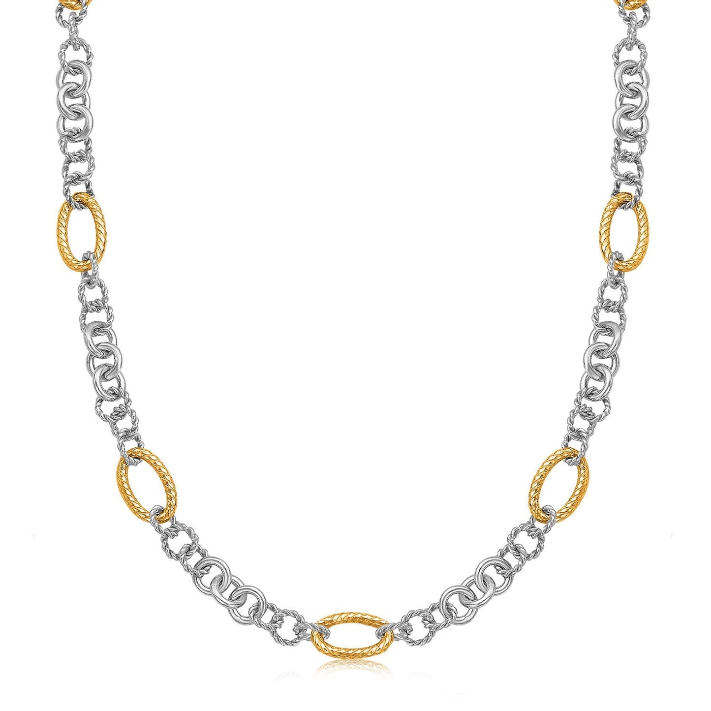 18k Yellow Gold & Sterling Silver Multi Style Chain Necklace