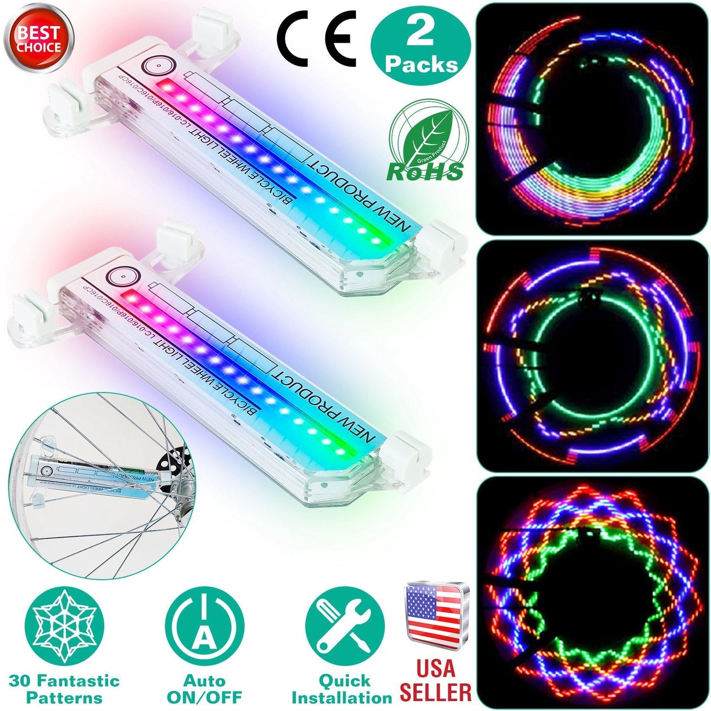 Lumières de vélo GBruno 32LED Patterns - 2 pièces