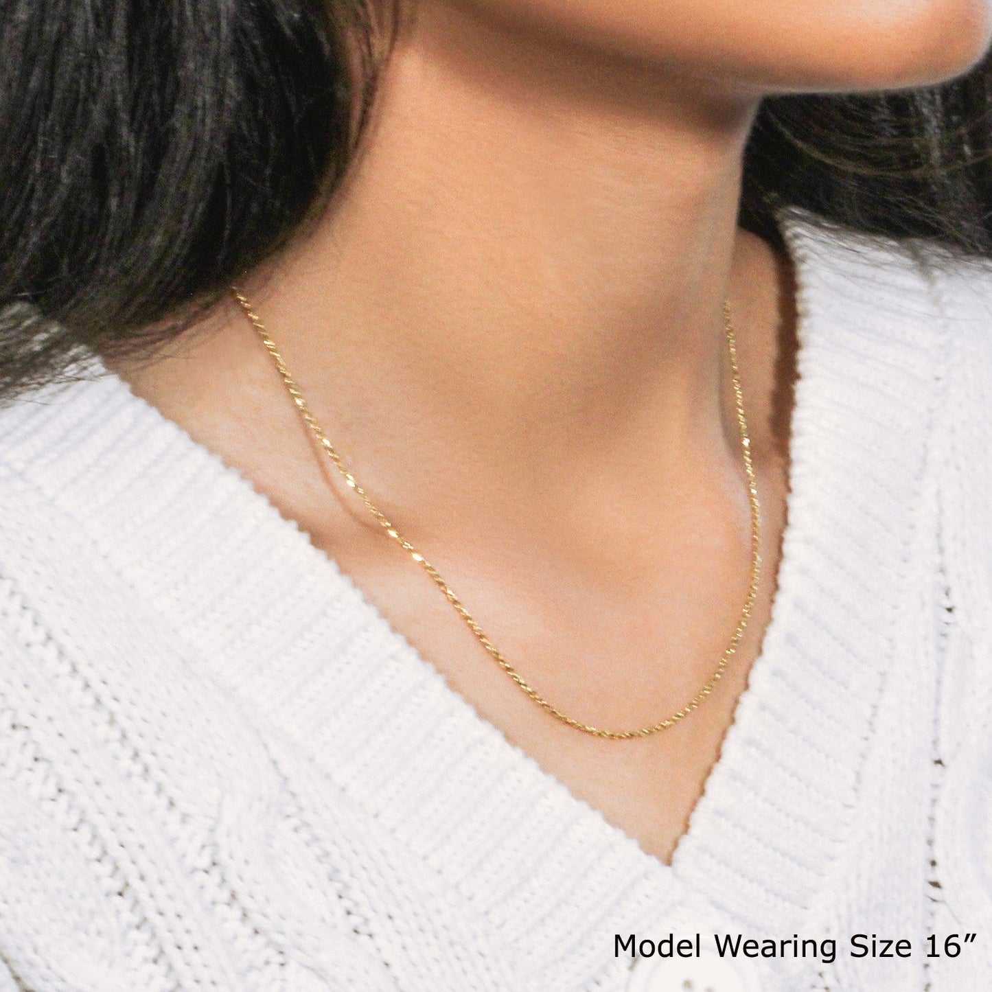 18k Yellow Gold Diamond Cut Cable Link Chain - 1.10 mm