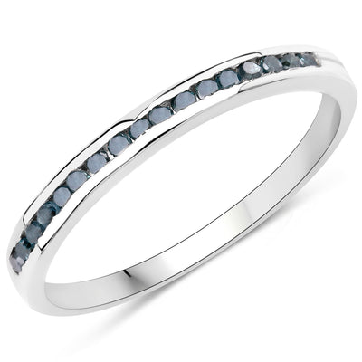 0.20 Carat Genuine Blue Diamond Sterling Silver Ring