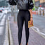 Elegant Black Lychee Grain Faux Leather Cropped Jacket