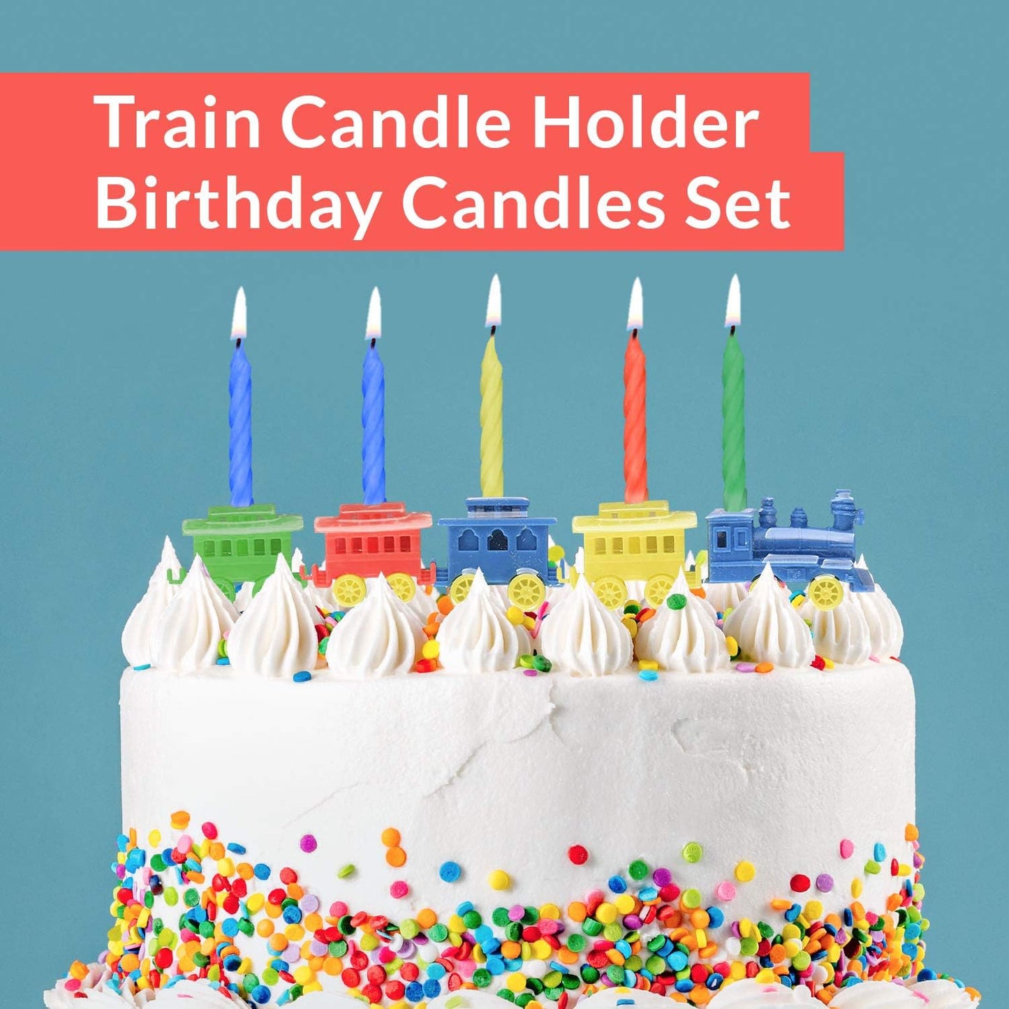 Juego de Soportes para Velas de Tren de Fiesta con Velas de Cumpleaños