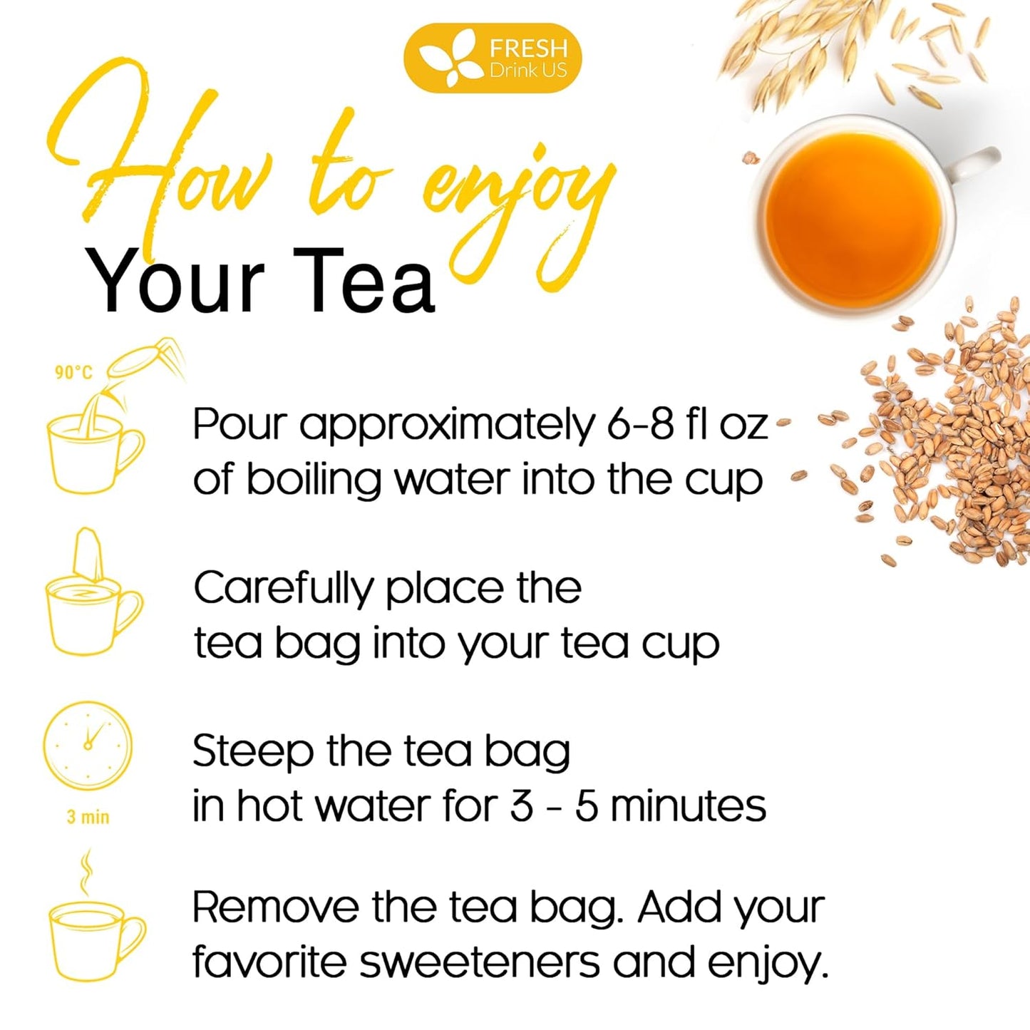 Premium Natural Barley Tea Bags - 100% Pure & Caffeine-Free