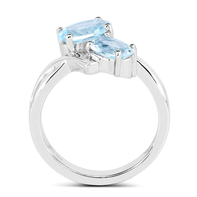 Bague en argent sterling avec topaze bleue véritable de 2,55 carats