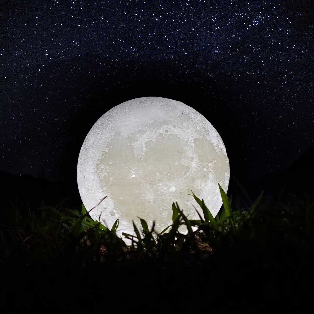 Lampe de Lune Imprimée en 3D - Lampe de Nuit à Contrôle Tactile