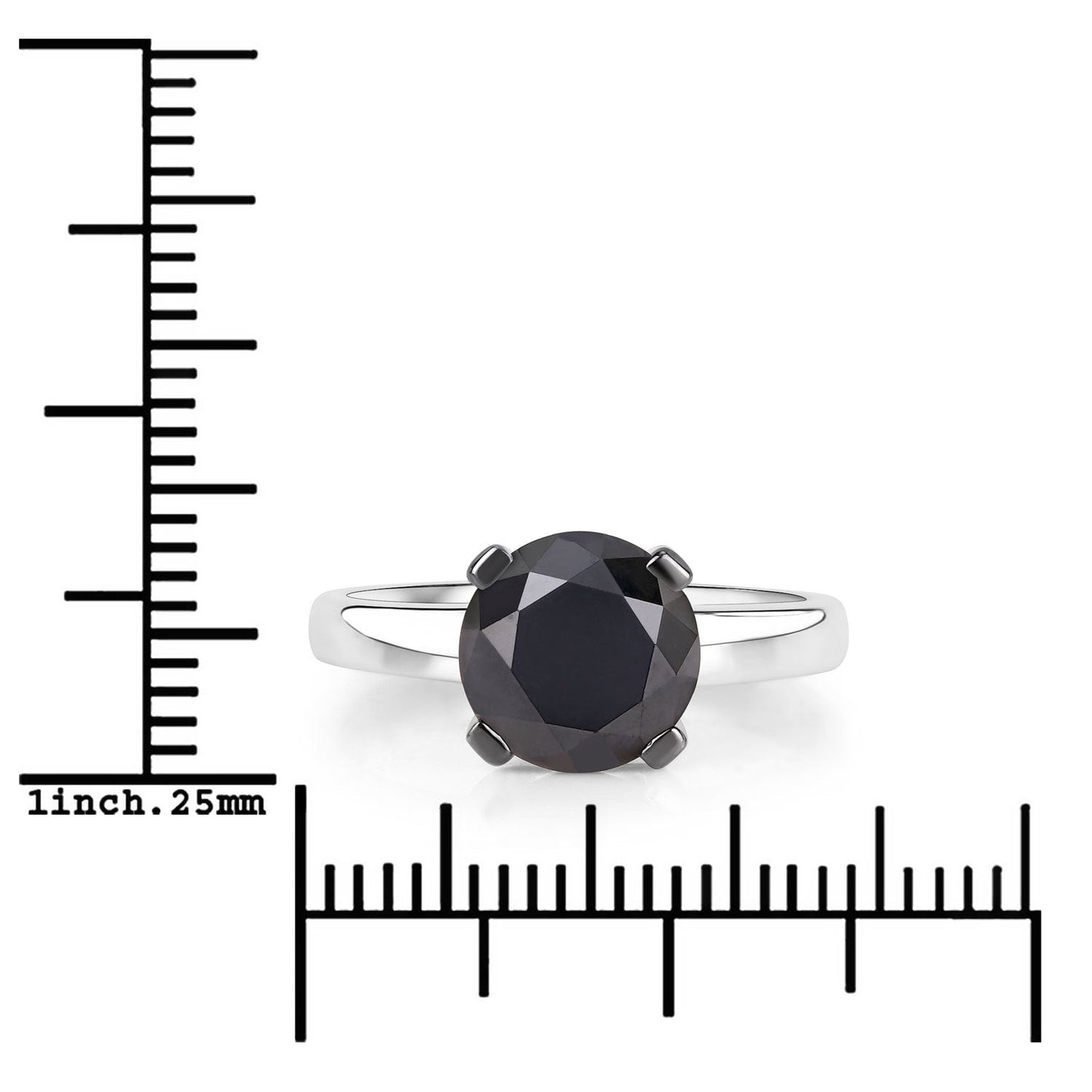 3.00 Carat Genuine Black Diamond 14K White Gold Engagement Ring