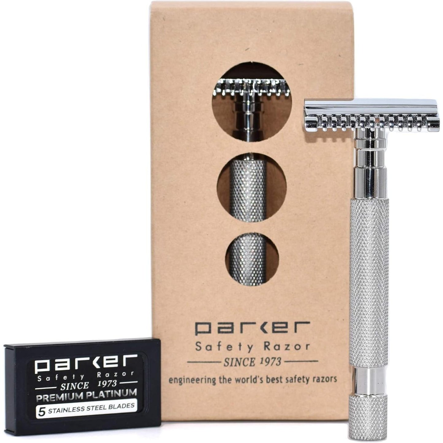 Rasoir de sécurité à peigne ouvert en acier inoxydable Parker 68S